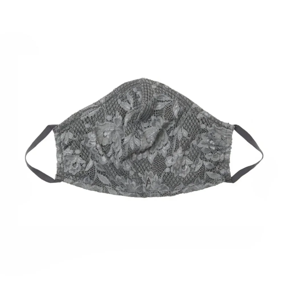 COSABELLA LACE PLEATED NEVER SAY NEVER FACE MASK - DARK GREY